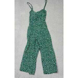 Faithfull The Brand Women's Green Floral Sleeveless Jumpsuit Size 6 #59818